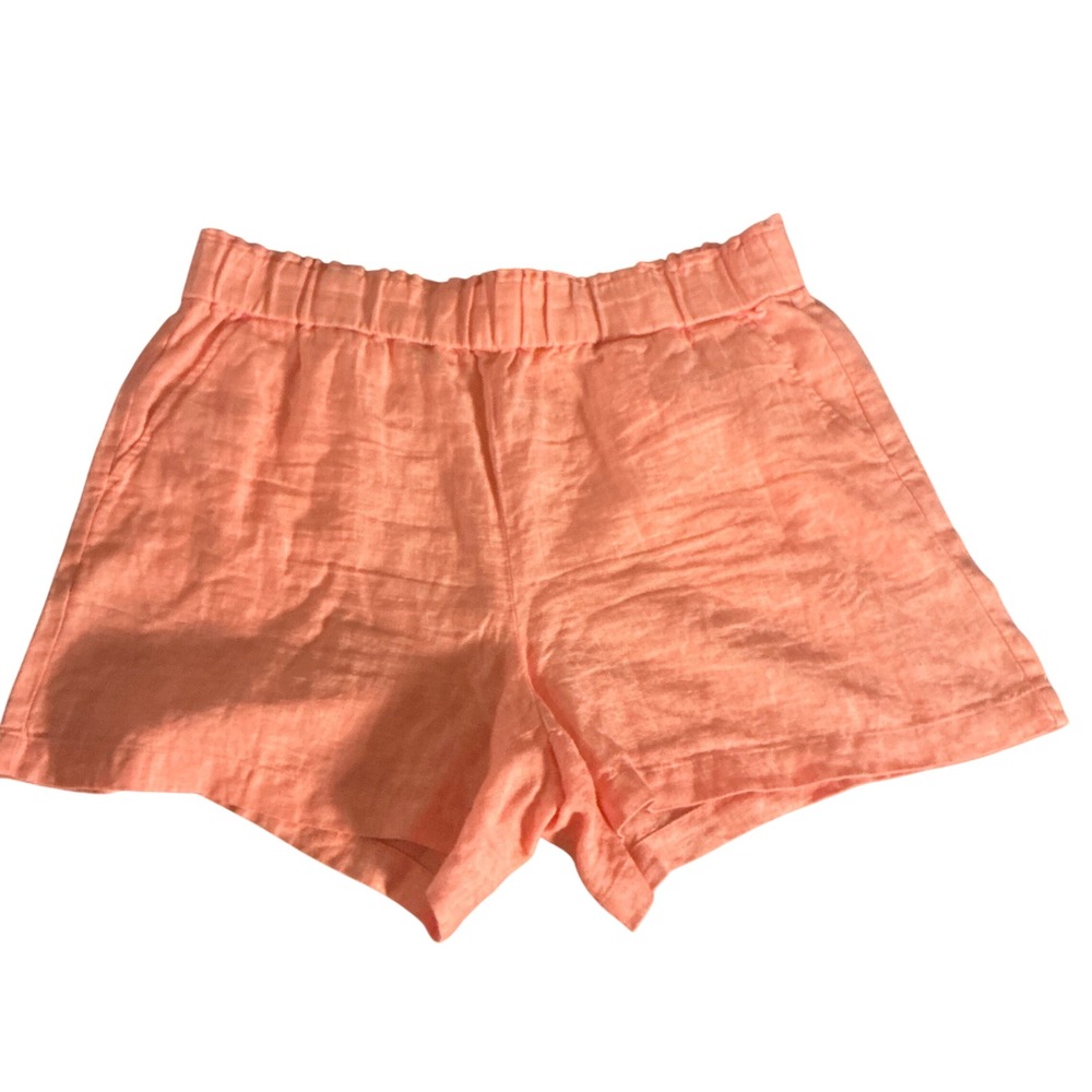 Talbots Nantucket Pull-On Paperbag Shorts Coral Pink 100% Linen Womens XLP